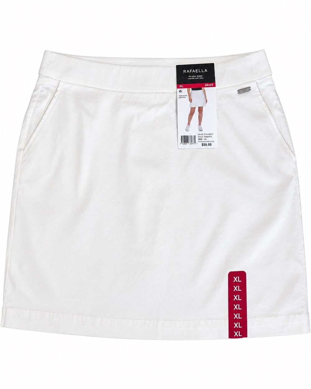 Rafaella White Skort XL NWT Functional Pockets Stretch Golf Tennis Skirt Shorts